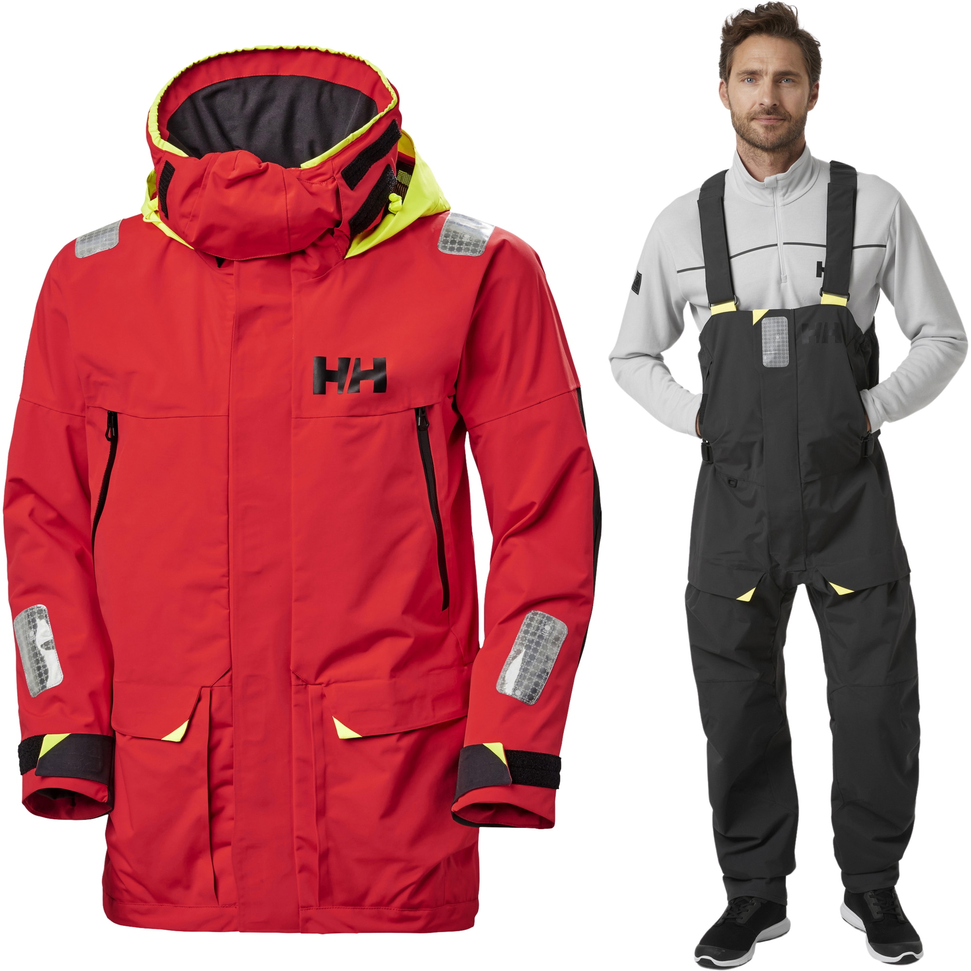2026 Helly Hansen Herre Skagen Offshore Jakke Og Bukser Sejldragt 3425534254 - Black /Red